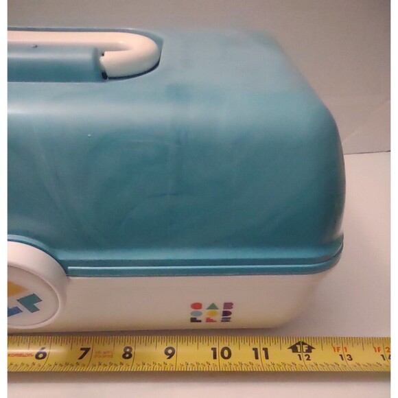 Caboodles Makeup Box Carry Case Mirror Tray Teal/White Collectible 5626 - Picture 9 of 12